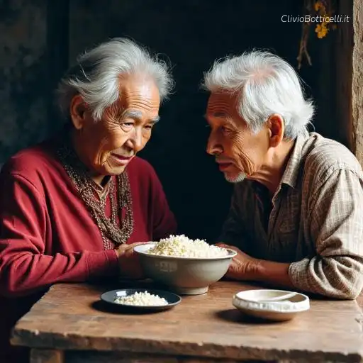 An elderly couple sharing...