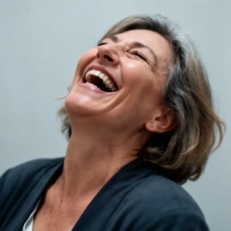 Woman over 40 laughing lo...