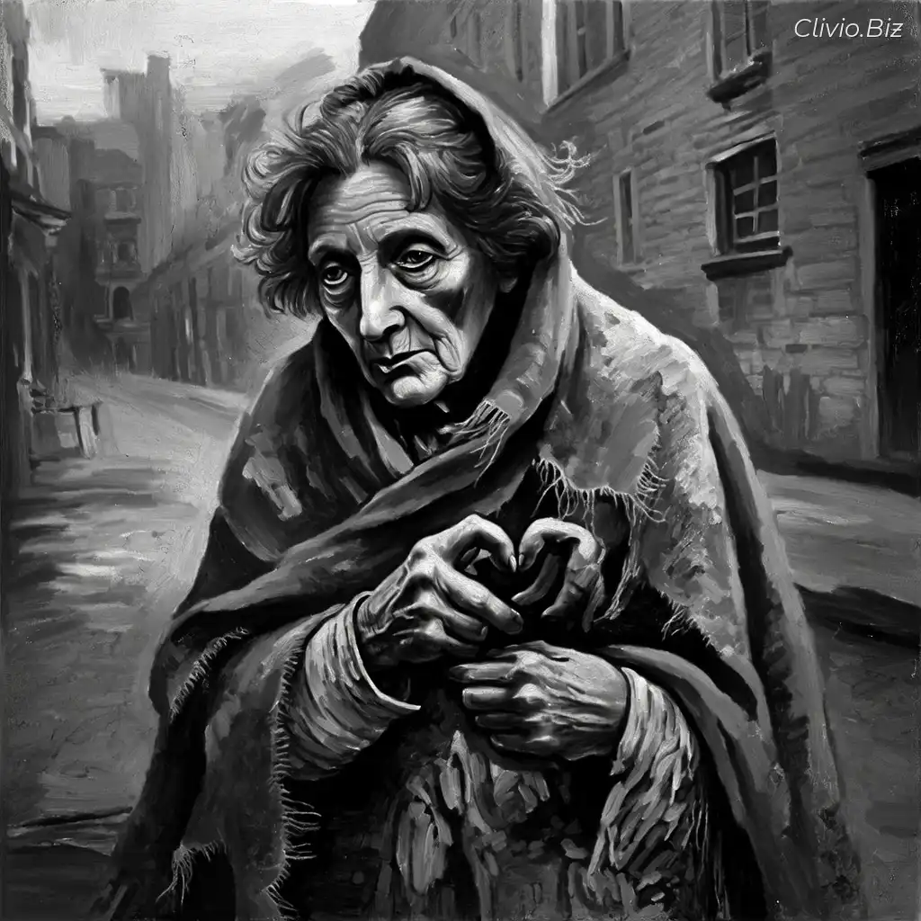 An elderly woman with wea...