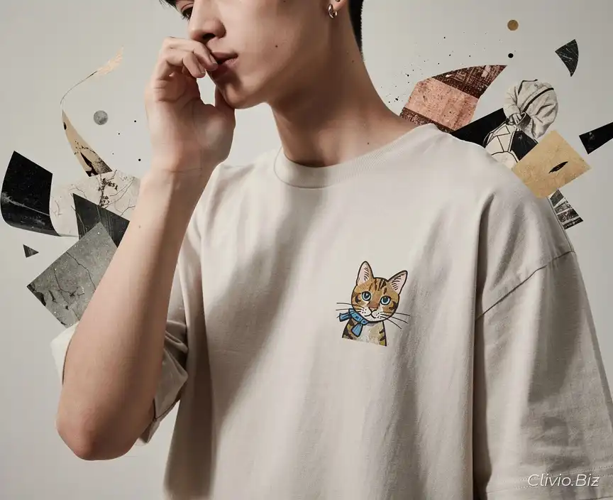 Loose fit tee minimal cat...